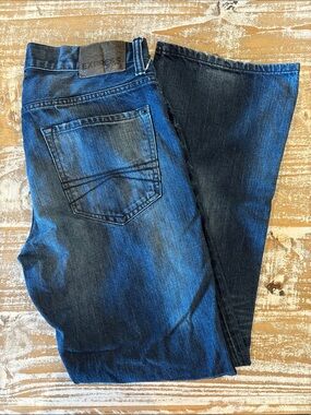 Express Men's Bootcut Jeans in Dark Blue Wash